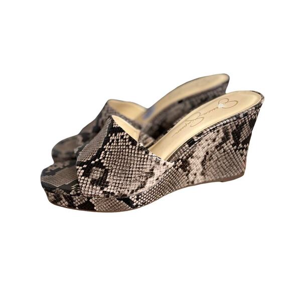 JESSICA SIMPSON SNAKE PRINT WEDGES PLATFORM SANDALS SZ. 8.5 NEW - Picture 3 of 7